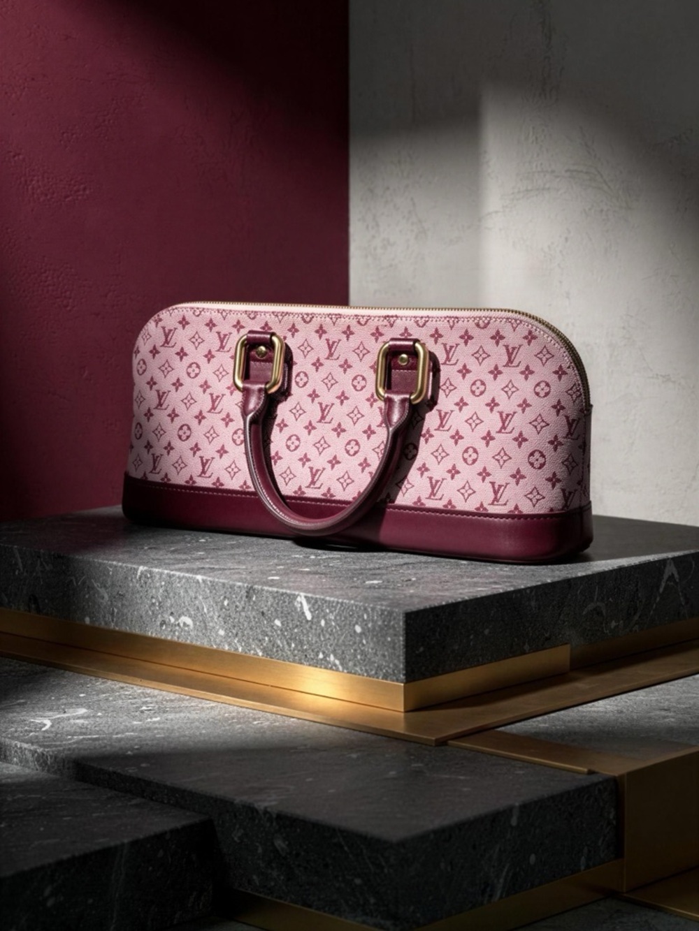 Louis Vuitton Mini Lin Cherry Monogram Horizontal Alma